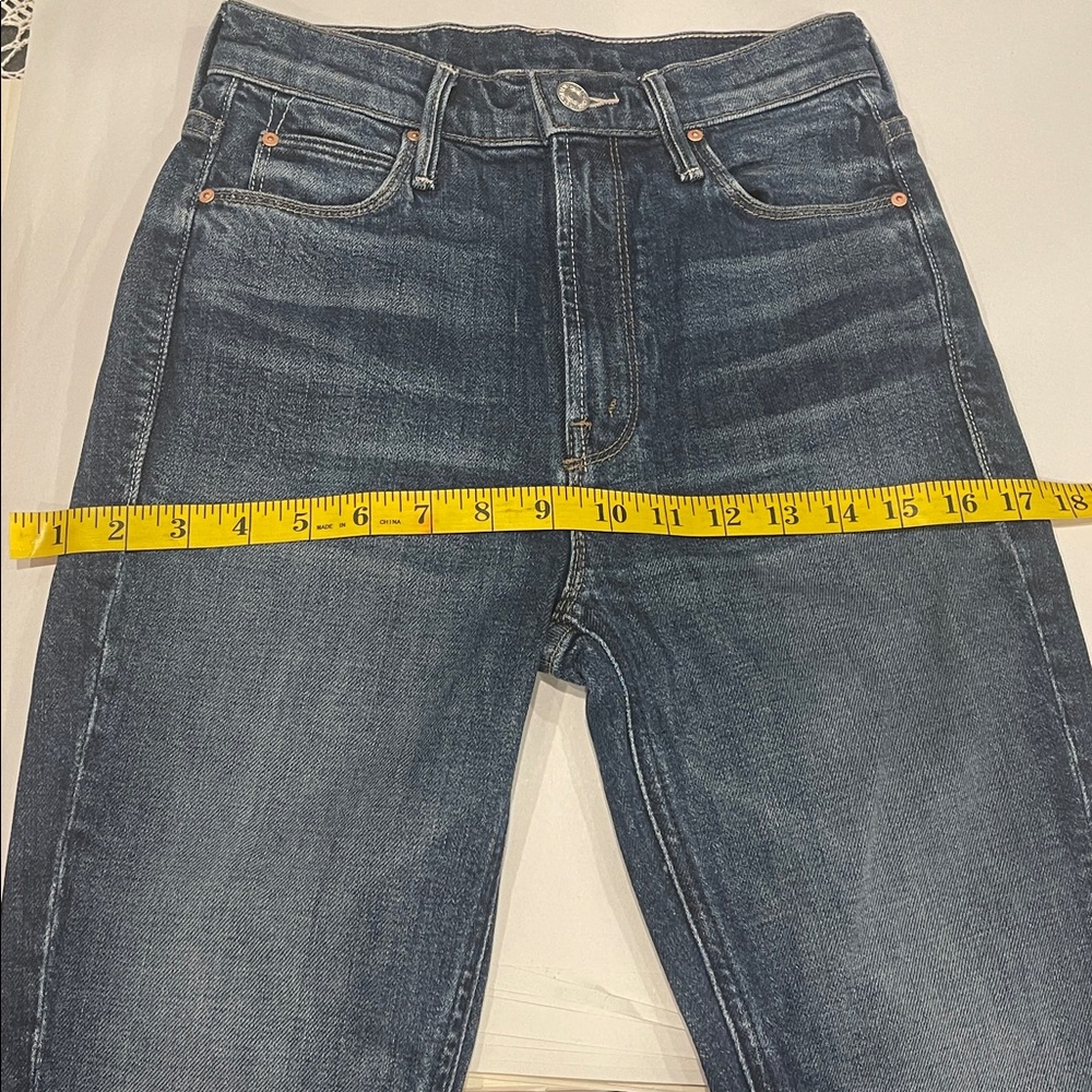 MOTHER The Dazzler Ankle Fray High Waist 24 Painfully Obvious Dark Wash skinny - Picture 7 of 11